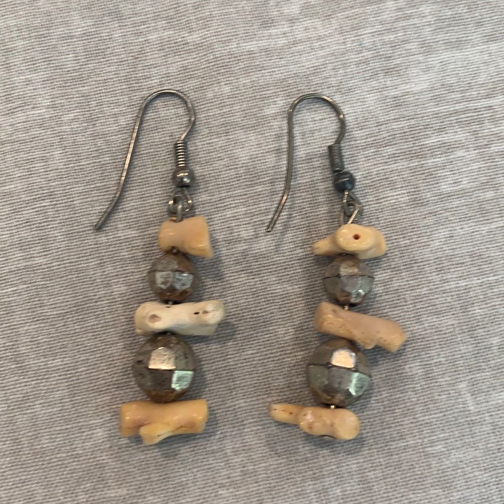 Genuine coral with silver plate earrings